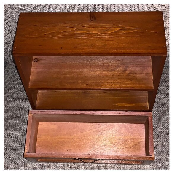 Wooden Tabletop/Desk Organizer w/ Open Cabinet Top & Bottom Drawer #1 - Picture 2 of 5